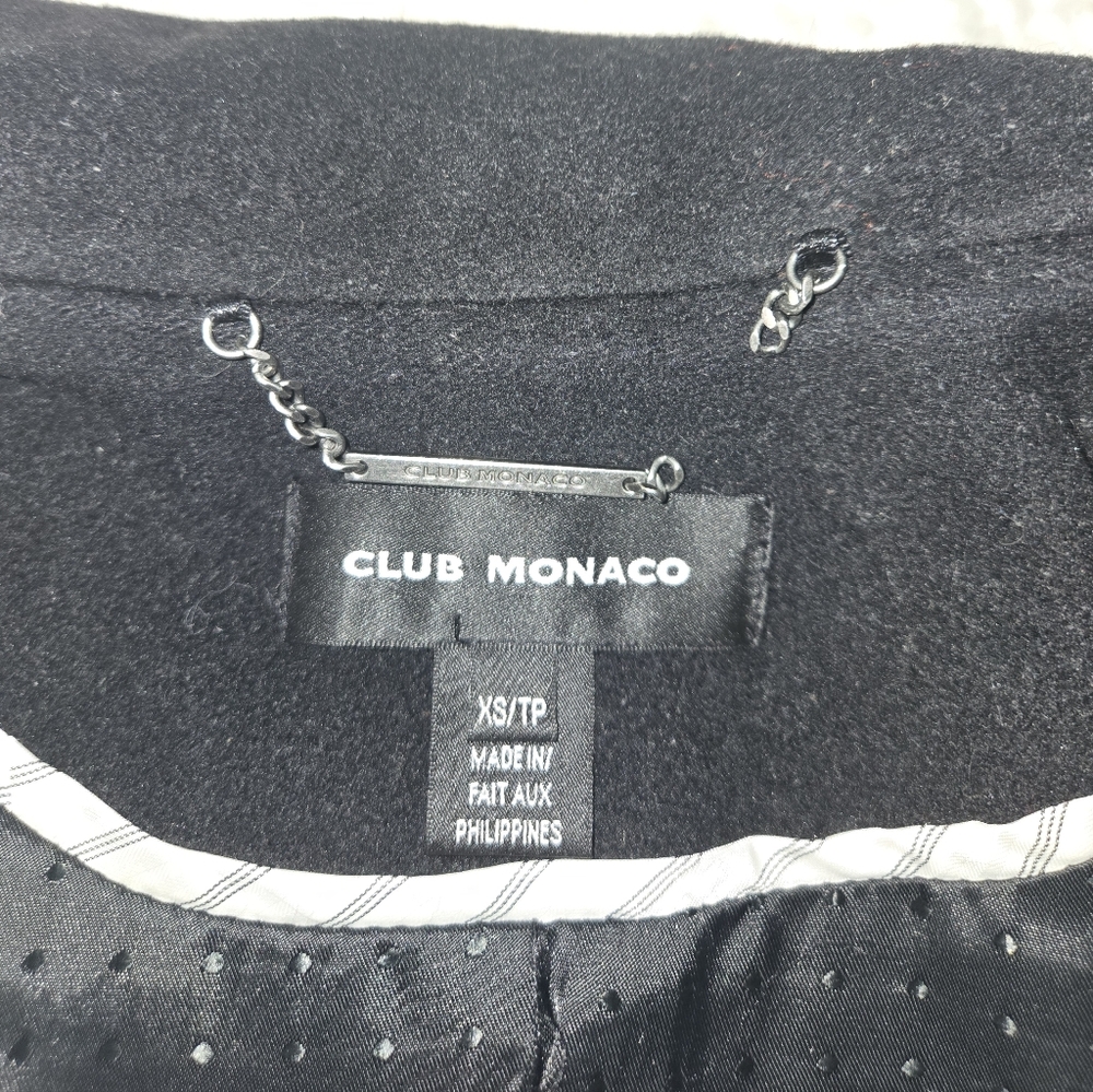 CLUB MONACO Classic Black Women's Trench Coat Wool Blend Size XS - Picture 15 of 16